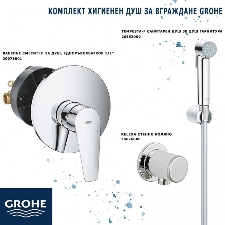 Комплект хигиенен душ за вграждане Grohe BauEdge